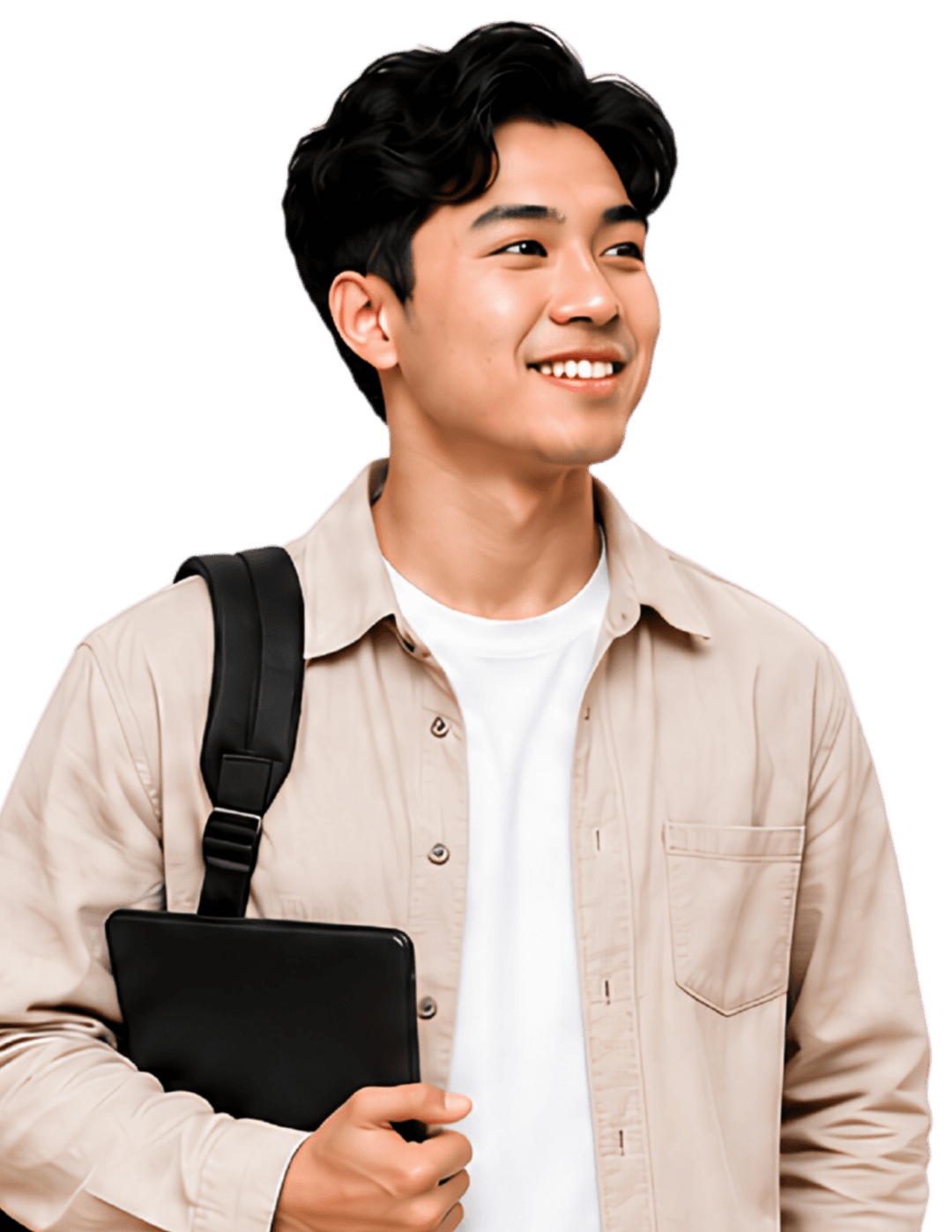 Student graduate holding laptop